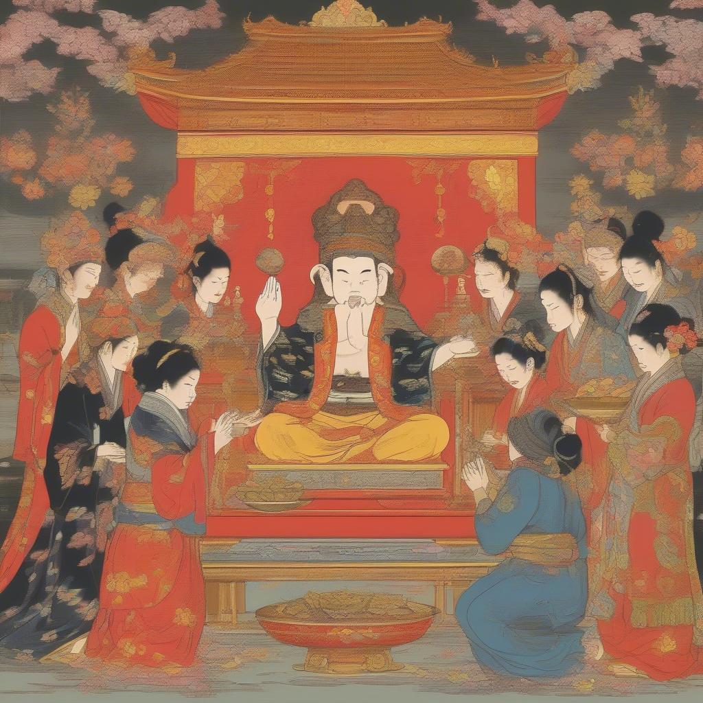 Ý Nghĩa Tâm Linh Thần Tài: Cảnh người dân thành kính cúng Thần Tài