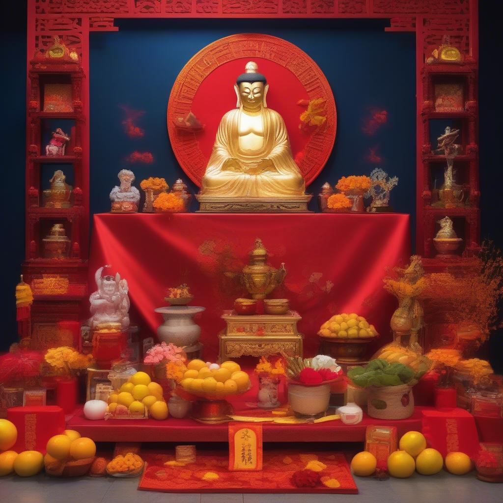 Bài trí bàn thờ Thần Tài rằm tháng 7