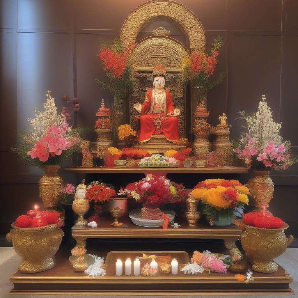Bàn thờ Thần Tài ngày Vía Thần Tài