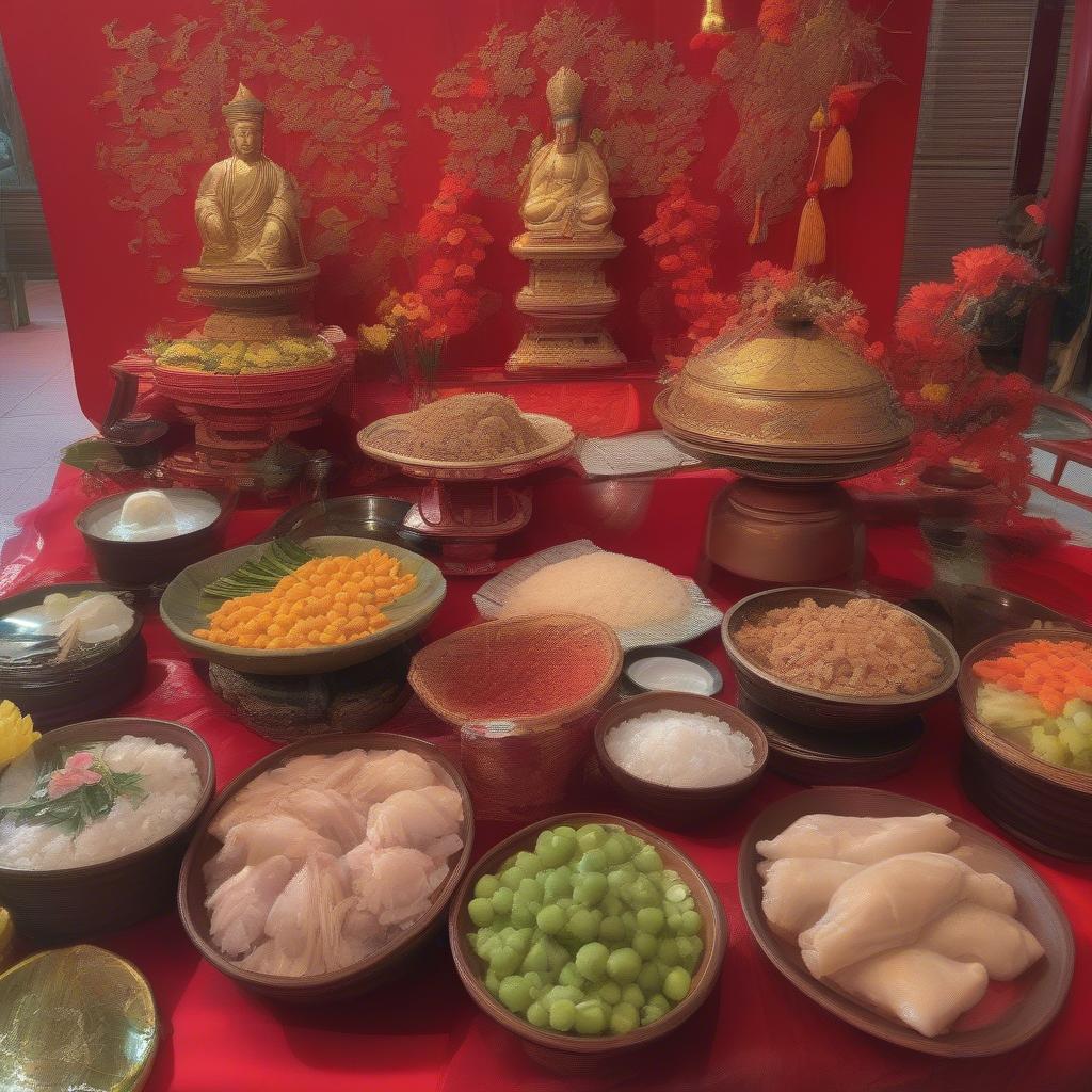 Mâm cúng mặn chay Thần Tài rằm tháng 7